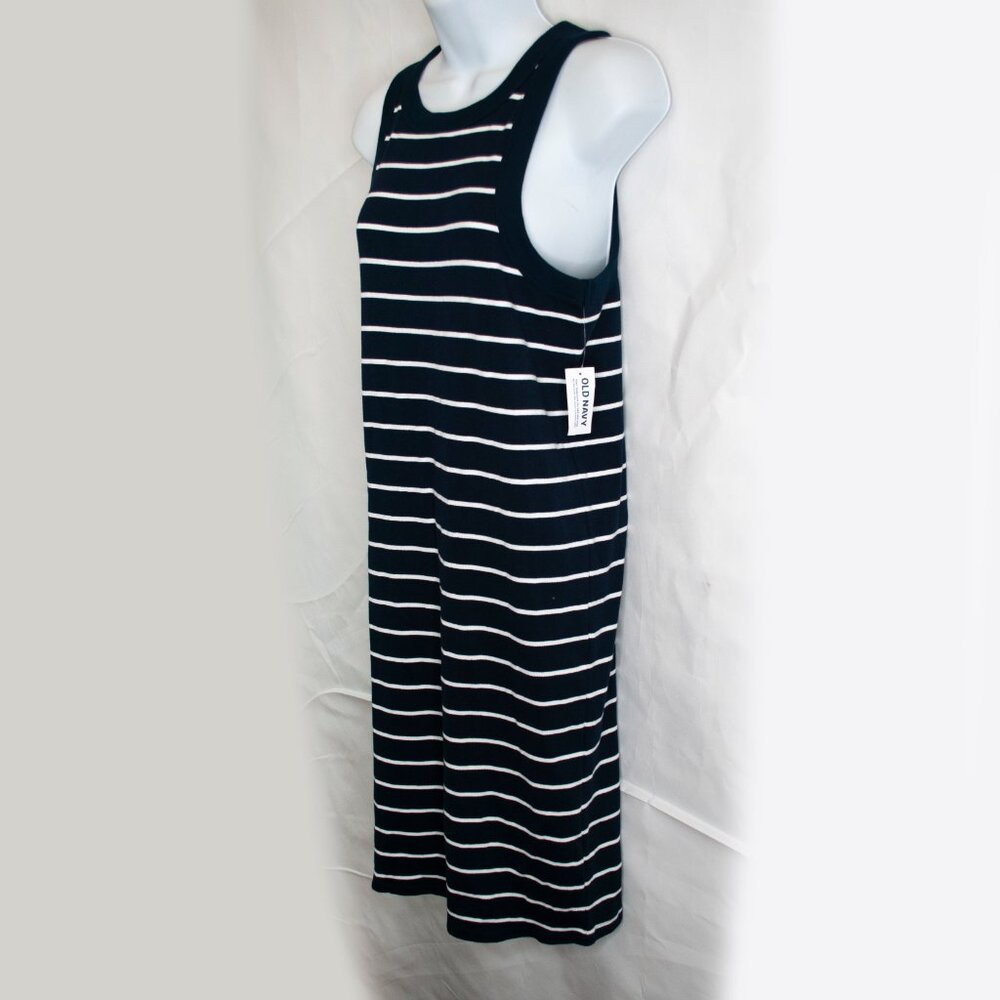 NEW Old Navy Fitted Rib Knit Dress Womens Large Tall Navy Blue Sleeveless HH04D - Picture 3 of 6